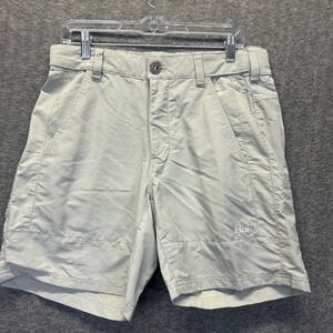 Huk Performance Fishing Shorts Mens Medium Light Gray Nylon Utility Cargo 7 In